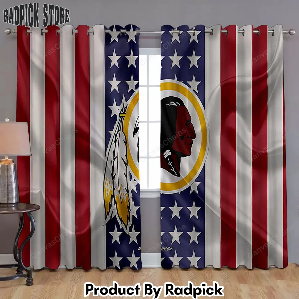 Radpick washington redskins window curtains silk american flag curtains living room curtains for window rp85269